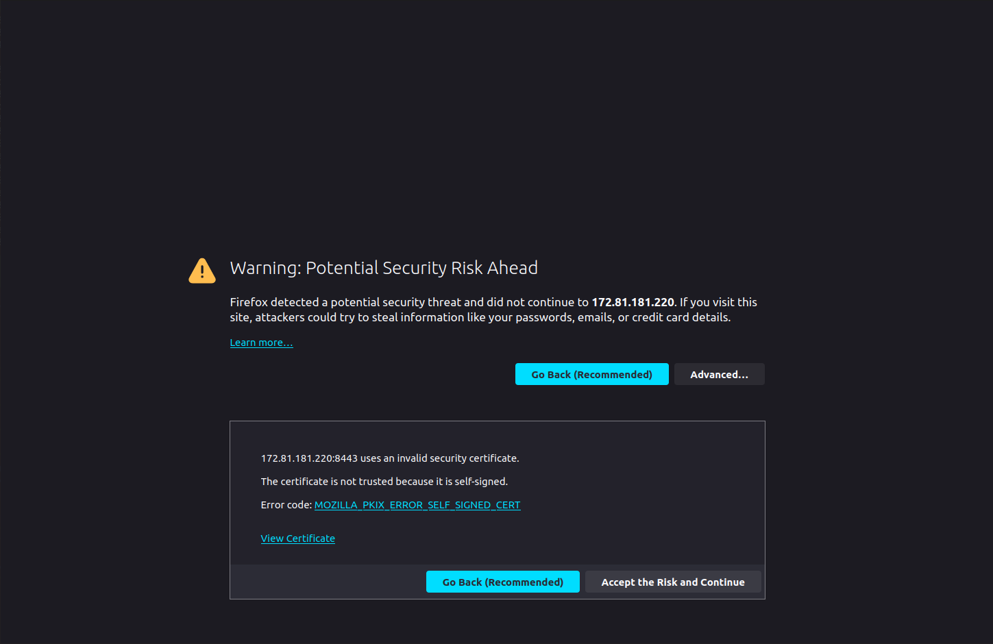 TLS certificate error